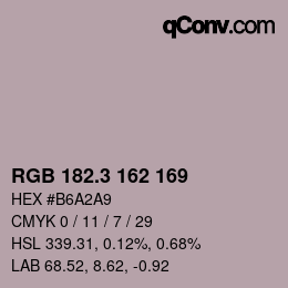 カラーコード: RGB 182.3 162 169 | qconv.com