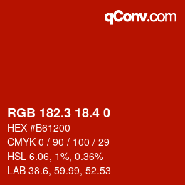 カラーコード: RGB 182.3 18.4 0 | qconv.com