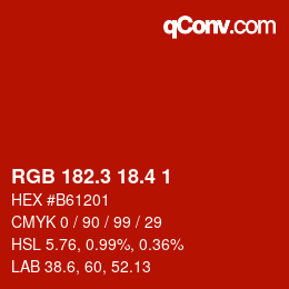 カラーコード: RGB 182.3 18.4 1 | qconv.com
