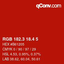 カラーコード: RGB 182.3 18.4 5 | qconv.com