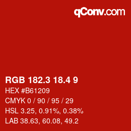 カラーコード: RGB 182.3 18.4 9 | qconv.com