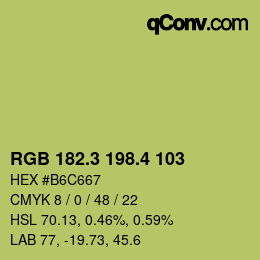 カラーコード: RGB 182.3 198.4 103 | qconv.com