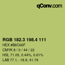 カラーコード: RGB 182.3 198.4 111 | qconv.com