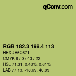 カラーコード: RGB 182.3 198.4 113 | qconv.com