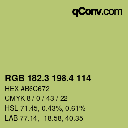 カラーコード: RGB 182.3 198.4 114 | qconv.com