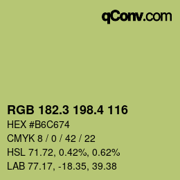 カラーコード: RGB 182.3 198.4 116 | qconv.com