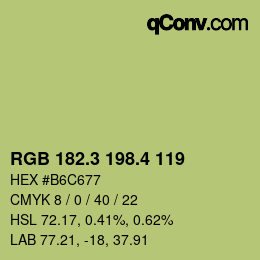 カラーコード: RGB 182.3 198.4 119 | qconv.com