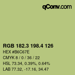カラーコード: RGB 182.3 198.4 126 | qconv.com