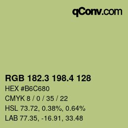 カラーコード: RGB 182.3 198.4 128 | qconv.com