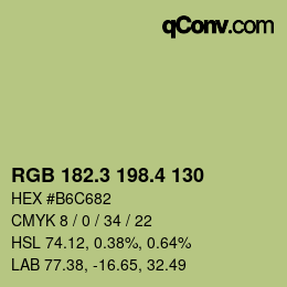 カラーコード: RGB 182.3 198.4 130 | qconv.com