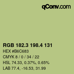 カラーコード: RGB 182.3 198.4 131 | qconv.com