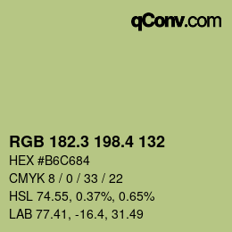 カラーコード: RGB 182.3 198.4 132 | qconv.com