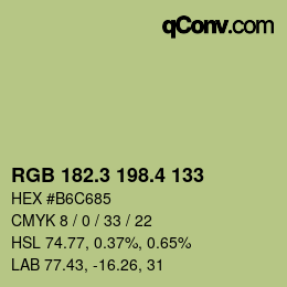 カラーコード: RGB 182.3 198.4 133 | qconv.com