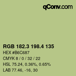 カラーコード: RGB 182.3 198.4 135 | qconv.com