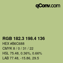 カラーコード: RGB 182.3 198.4 136 | qconv.com