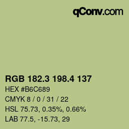 カラーコード: RGB 182.3 198.4 137 | qconv.com