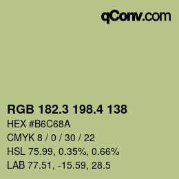 カラーコード: RGB 182.3 198.4 138 | qconv.com