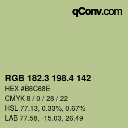 カラーコード: RGB 182.3 198.4 142 | qconv.com