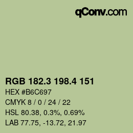 カラーコード: RGB 182.3 198.4 151 | qconv.com