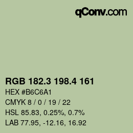 カラーコード: RGB 182.3 198.4 161 | qconv.com