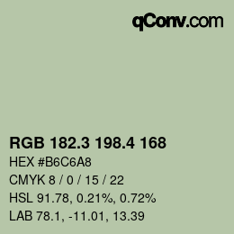カラーコード: RGB 182.3 198.4 168 | qconv.com