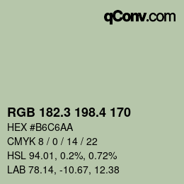 カラーコード: RGB 182.3 198.4 170 | qconv.com