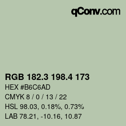 カラーコード: RGB 182.3 198.4 173 | qconv.com