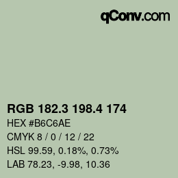 カラーコード: RGB 182.3 198.4 174 | qconv.com