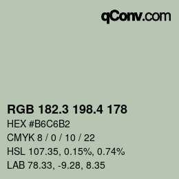 カラーコード: RGB 182.3 198.4 178 | qconv.com