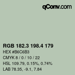 カラーコード: RGB 182.3 198.4 179 | qconv.com