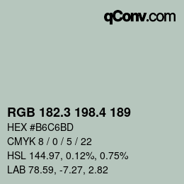 カラーコード: RGB 182.3 198.4 189 | qconv.com