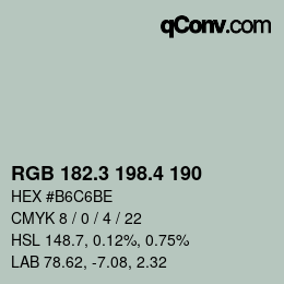 カラーコード: RGB 182.3 198.4 190 | qconv.com