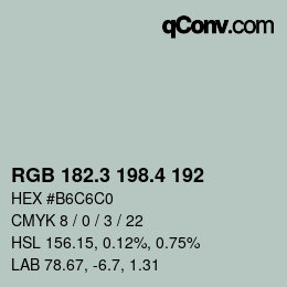 カラーコード: RGB 182.3 198.4 192 | qconv.com