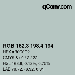 カラーコード: RGB 182.3 198.4 194 | qconv.com