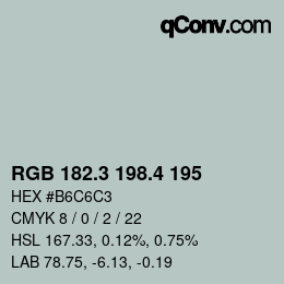 カラーコード: RGB 182.3 198.4 195 | qconv.com