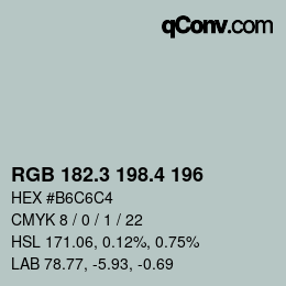カラーコード: RGB 182.3 198.4 196 | qconv.com