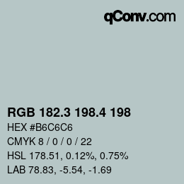 カラーコード: RGB 182.3 198.4 198 | qconv.com