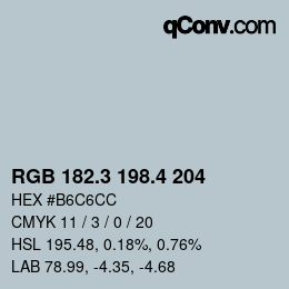 カラーコード: RGB 182.3 198.4 204 | qconv.com