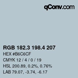 カラーコード: RGB 182.3 198.4 207 | qconv.com