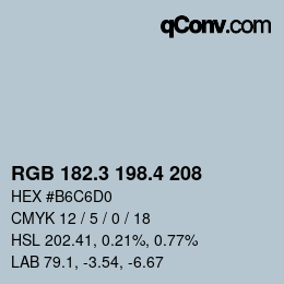 カラーコード: RGB 182.3 198.4 208 | qconv.com