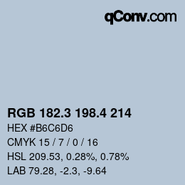 カラーコード: RGB 182.3 198.4 214 | qconv.com