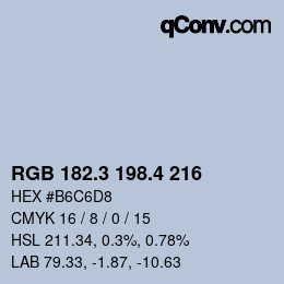 カラーコード: RGB 182.3 198.4 216 | qconv.com