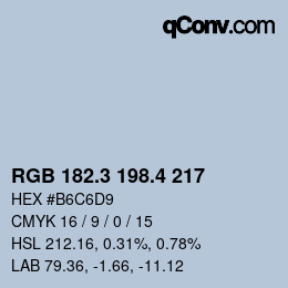 カラーコード: RGB 182.3 198.4 217 | qconv.com