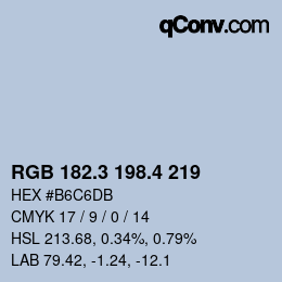 カラーコード: RGB 182.3 198.4 219 | qconv.com