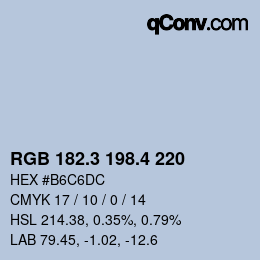 カラーコード: RGB 182.3 198.4 220 | qconv.com