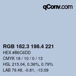 カラーコード: RGB 182.3 198.4 221 | qconv.com