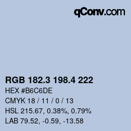 カラーコード: RGB 182.3 198.4 222 | qconv.com