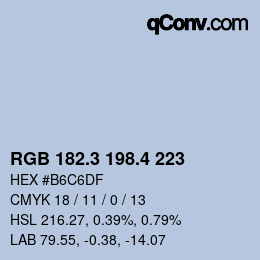 カラーコード: RGB 182.3 198.4 223 | qconv.com