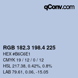 カラーコード: RGB 182.3 198.4 225 | qconv.com