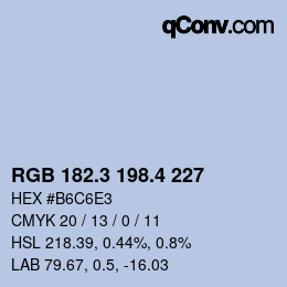 カラーコード: RGB 182.3 198.4 227 | qconv.com